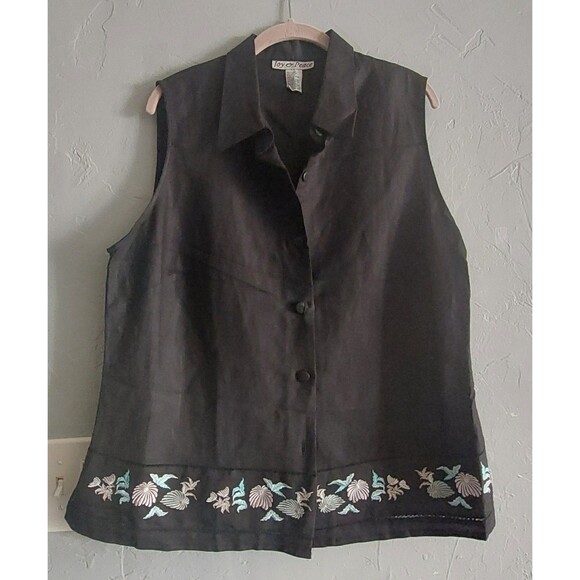 JOY Y PEACE  Set Pant & Blouse, Linen,Rayón, Black Color, Embroidery, Women's 2X - Picture 12 of 16